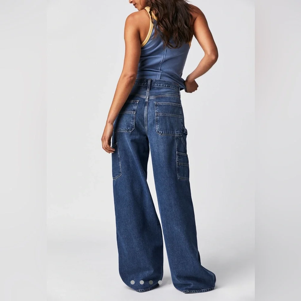 NWT AGOLDE Magda Denim Carpenter Darkness High Waist Loose fit 27 Organic Denim - Picture 4 of 13